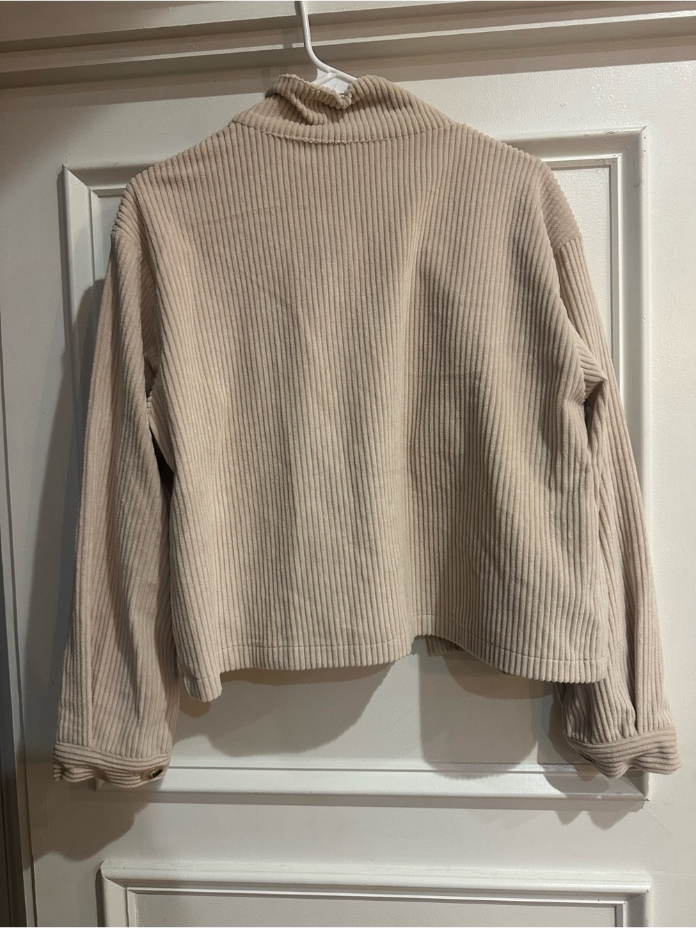 Woven Ribbed Button-Front Jacket - Cream - Picture 2 of 6